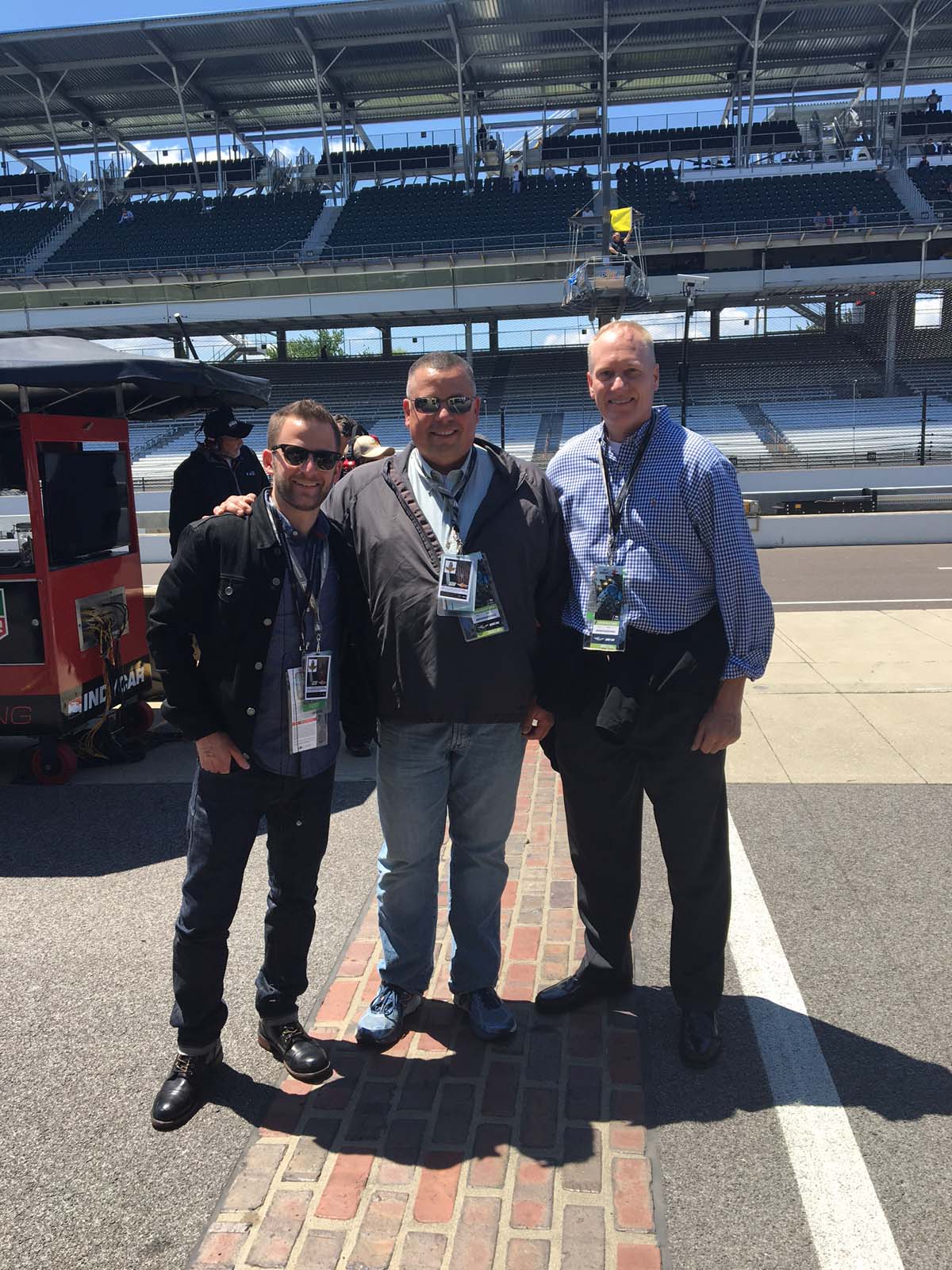standing on the famous bricks at indy motor speedway