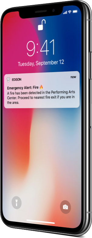 iphone phone displaying notification about a fire